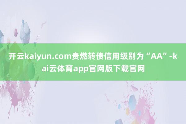 开云kaiyun.com贵燃转债信用级别为“AA”-kai云体育app官网版下载官网