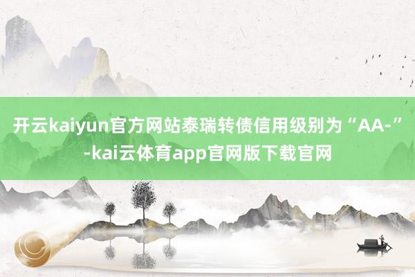 开云kaiyun官方网站泰瑞转债信用级别为“AA-”-kai云体育app官网版下载官网